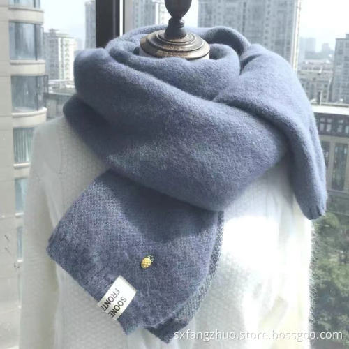 2021 fashion warm pure color cashmere scarf for women